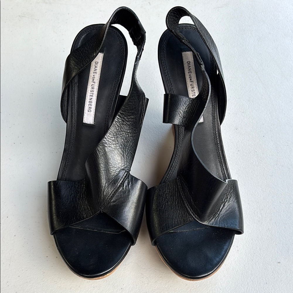 Diane Von Furstenberg Black Slingback Sandals